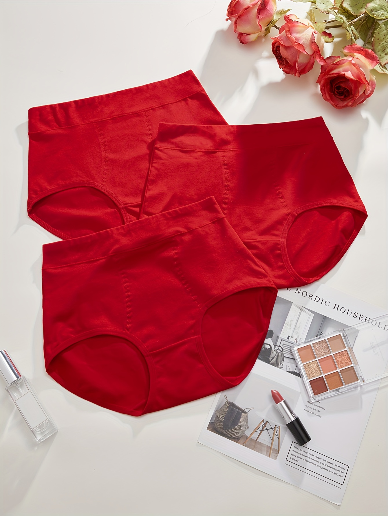 Girl's cotton panties, red