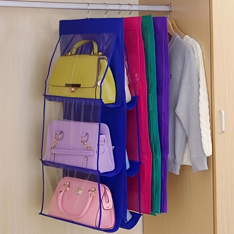 Clear Double-Sided Bag Organizer with 6 Pockets