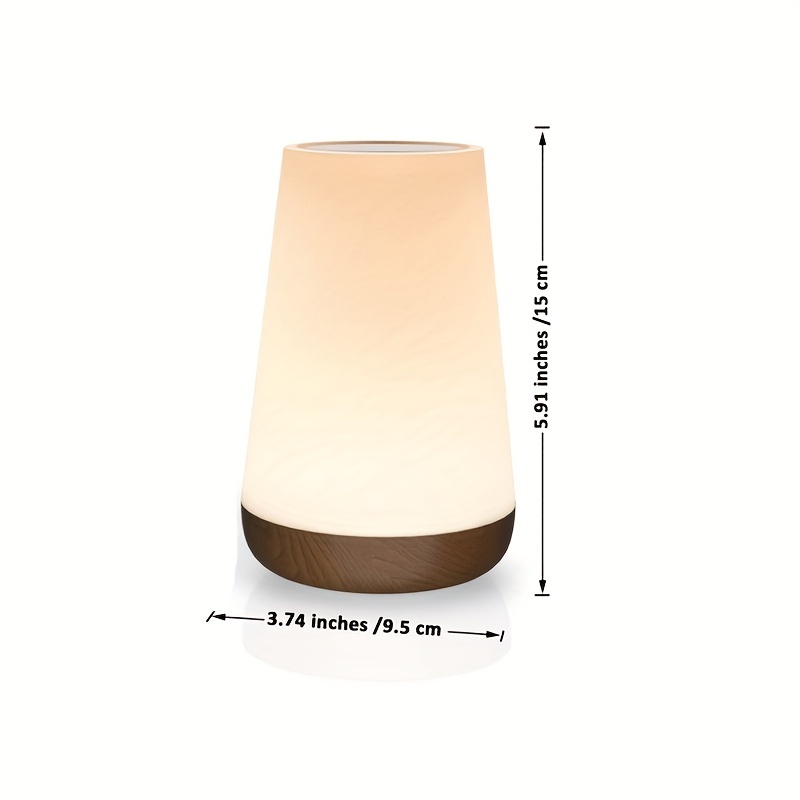 Taipow Touch Table Lamp, Rechargeable LED Night Light W Remote Control Color Change and Timer -wood, White