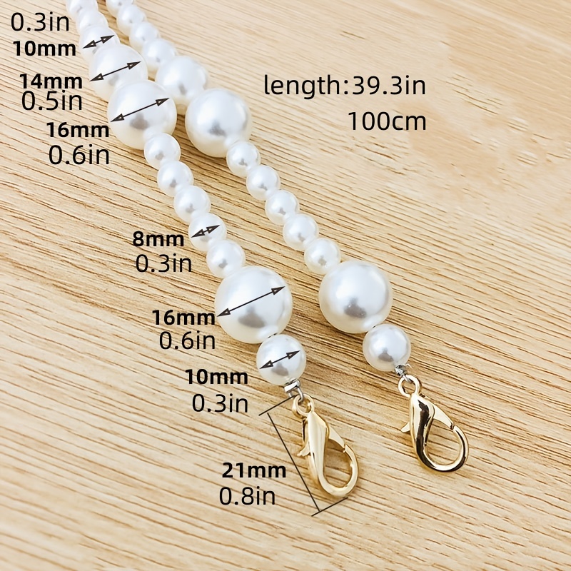 Faux Pearl Beaded Bag Strap Elegant Handmade Strap Minimalist Replacement  Bag Accessory With Lobster Clasp - Temu