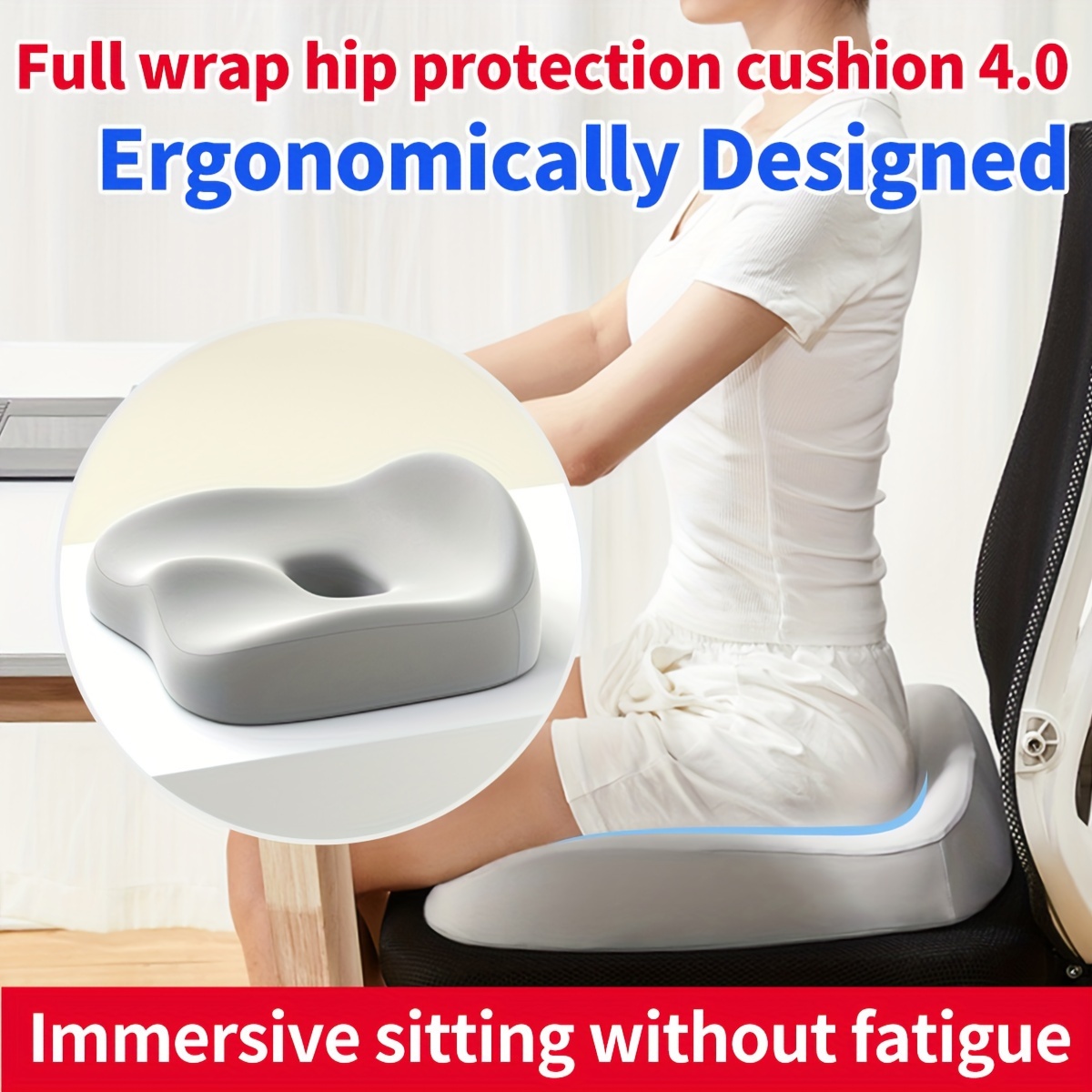 Coccyx Pillow & Coccyx Cushion Seat for Relief from Sciatica & Hip