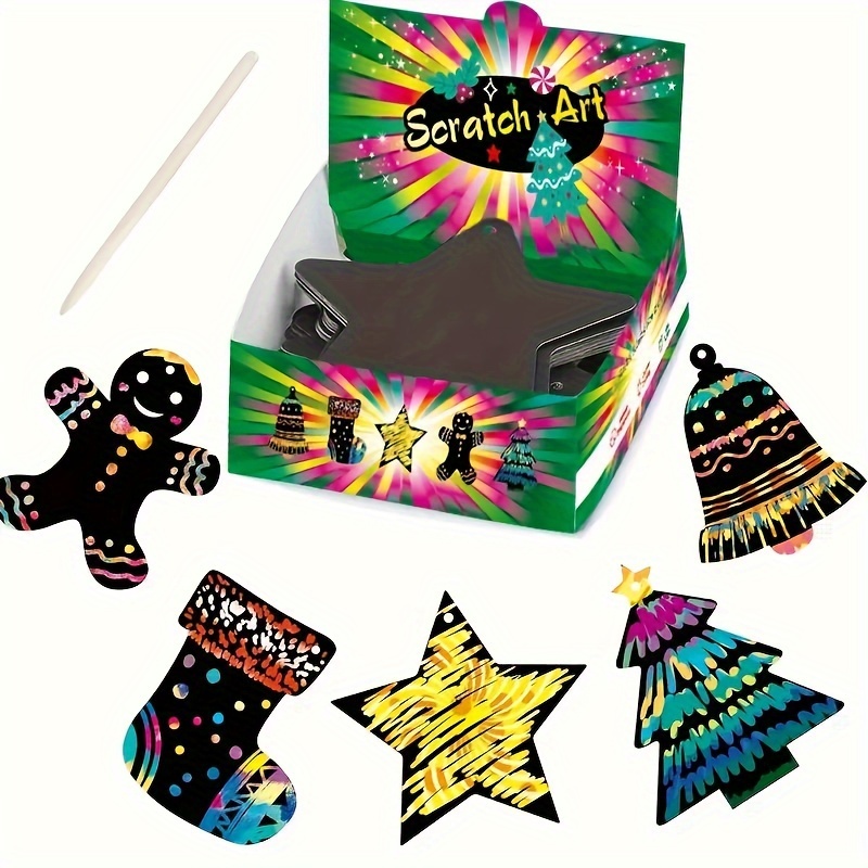 Scratch Art Rainbow Mini Notes (100) Wooden Stylus Colored - Temu