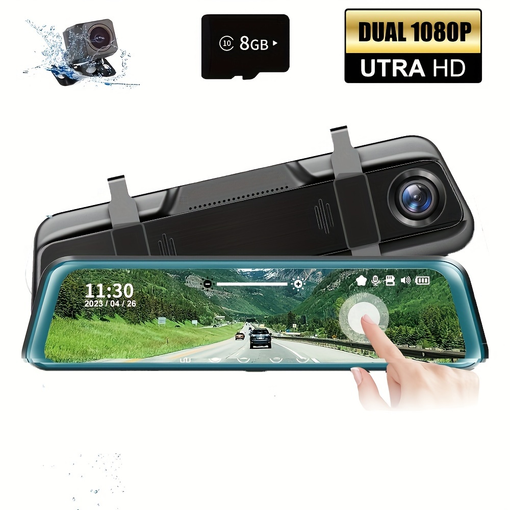 1080p Dual Lens Touch Hd Espejo Retrovisor Grabadora - Temu