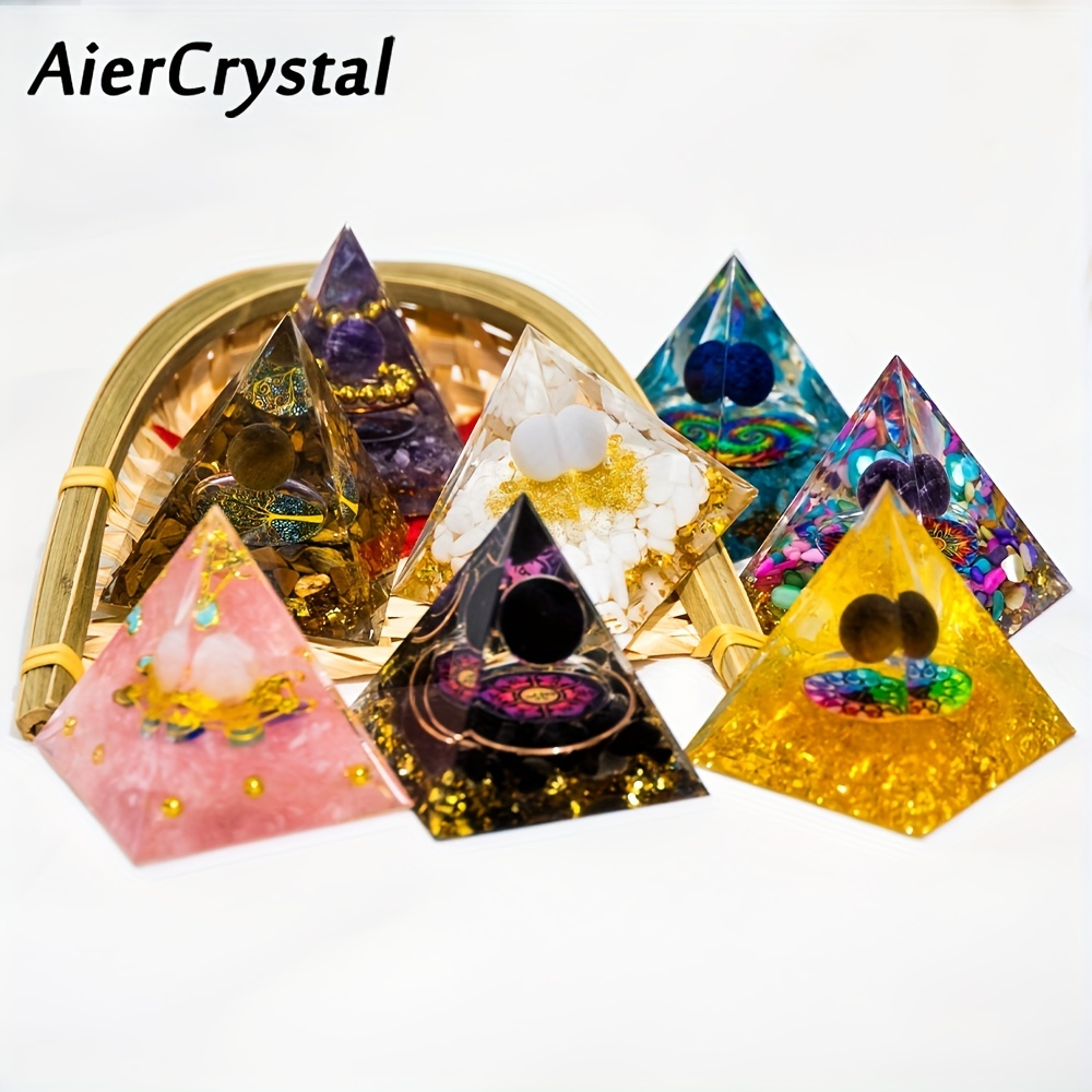 Clear Pyramid Resin Molds with Amethyst and Gold Foil Interior