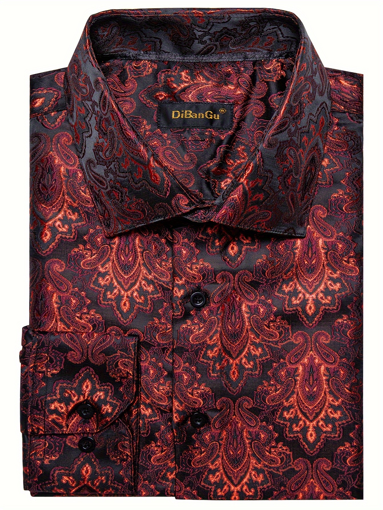 paisley floral mens long sleeve shirt button top - Temu