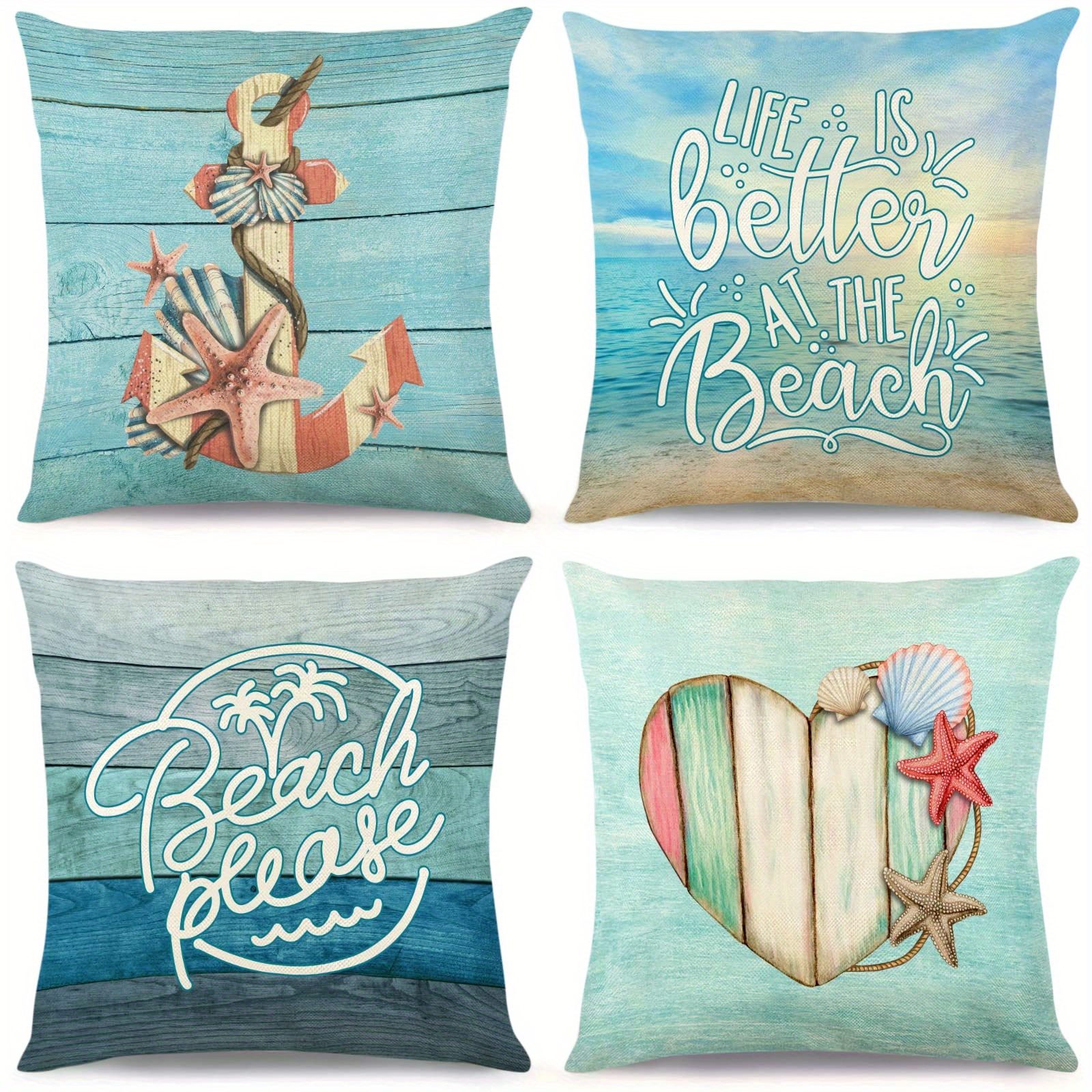 Ocean Beach Throw Pillow Covers Seahorse Turtle Starfish Coastal Outdoor  Decorative Pillows Soft Velvet Cushion Cases For Couch Sofa Bed Home Decor  - Temu