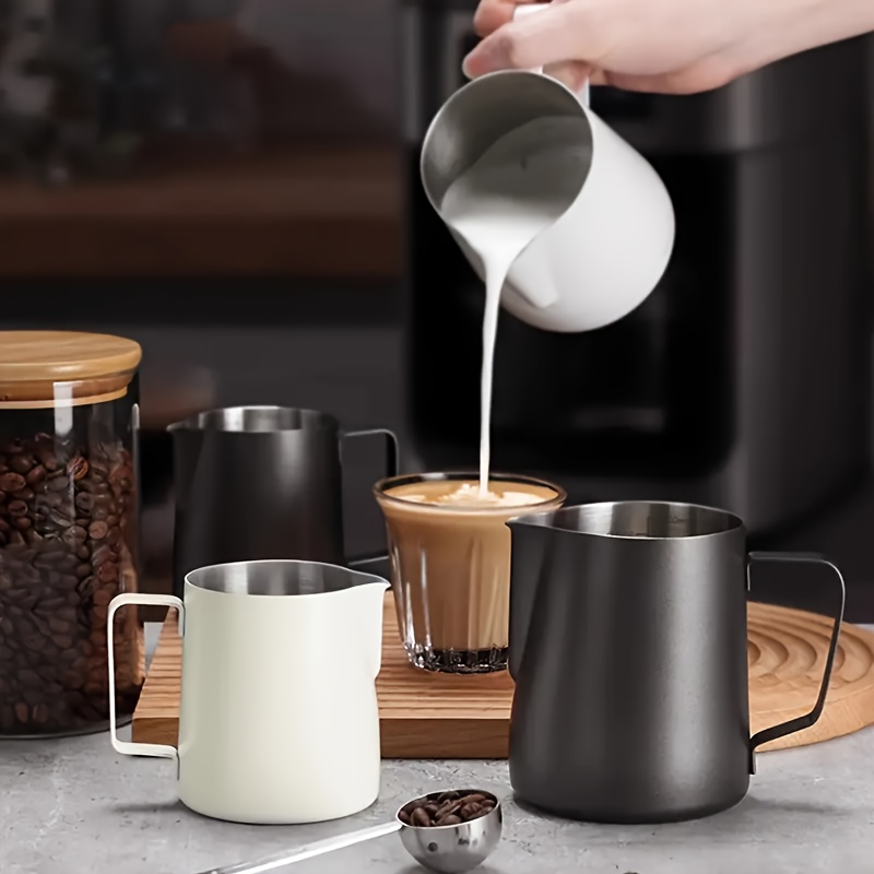 Milk Frothing Pitchers 20 oz, Stainless Steel Espresso Steaming Pitcher with Decorating Pen Coffee Milk Frother Cup with Scale Cappuccino Latte Art