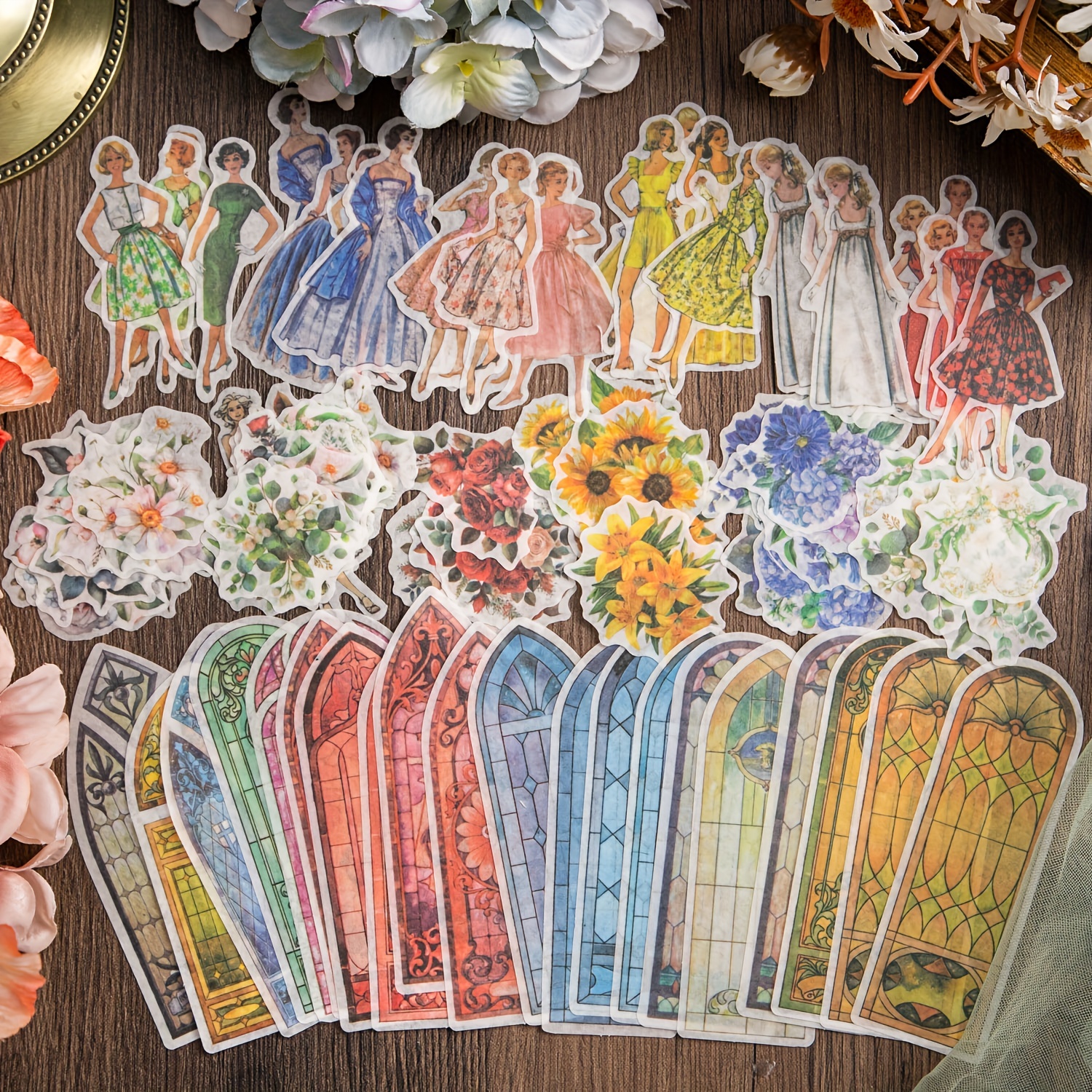 40pcs/pack Lovely Floral Flower Diary Sticker Label Scrapbooking Sticker  Handbook Decoration