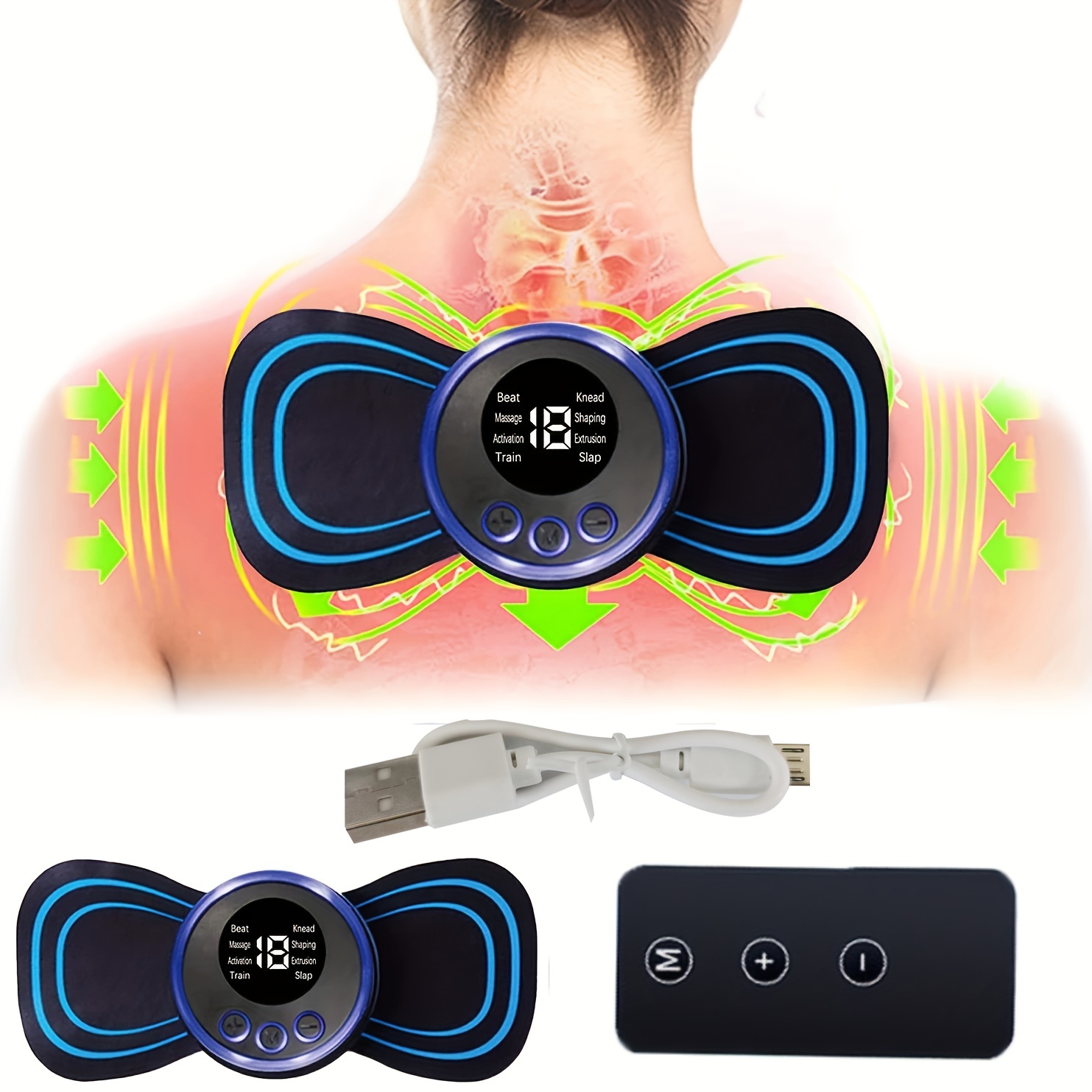 EMS Electric Pulse Neck Massager Cervical Massage Patch Back Sticker Muscle  Stimulator Portable Relief Pain Relax Massageador