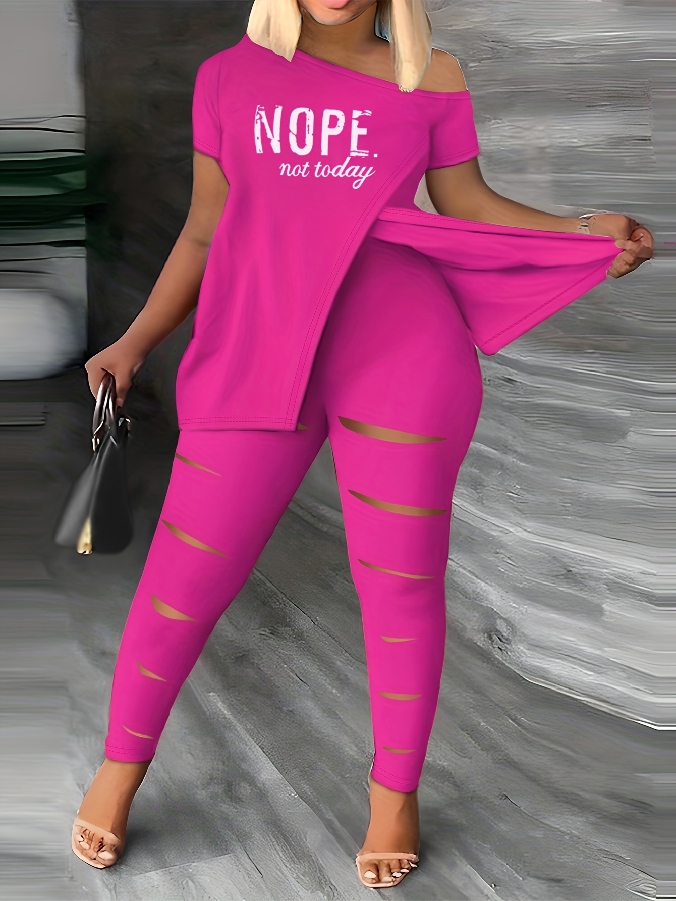 Plus Size Sporty Outfits Set Women's Plus Letter Graphic - Temu Canada