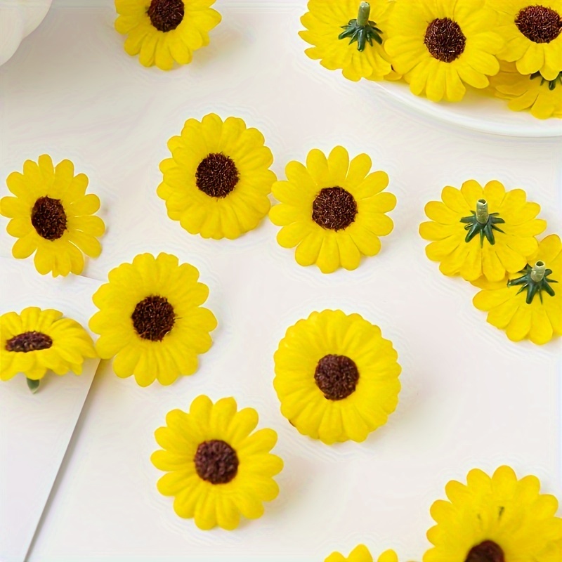 Artificial Daisy Heads Small Sunflower Mini Fake Flowers - Temu