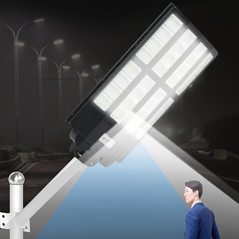 1pc integrated solar street light super high power cayenne model black and illuminated from all sides light control human body induction remote control charging display function suitable for home courtyards gardens outdoors and roadside details 0