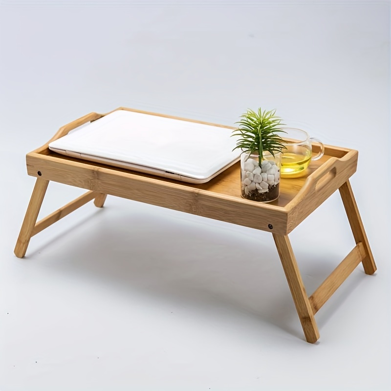 Bed Tray Bamboo Bed Tray Bed Table With Foldable Legs - Temu