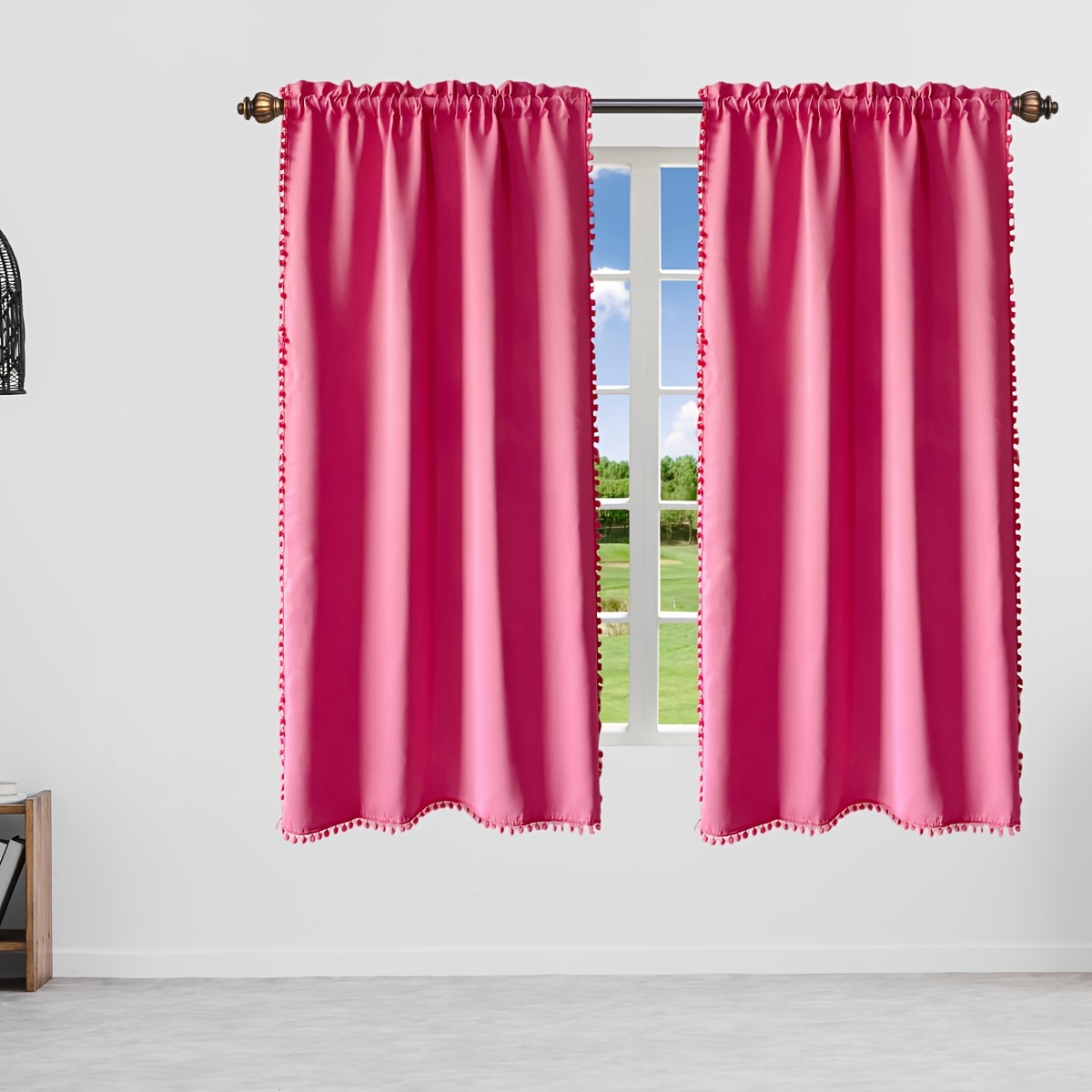 1 Panel Cortinas de Terciopelo Rosa Rubor para Ventanas Decorativas con  Flecos, Juego de Cortinas para Ventana de Dormitorio de Tacto Suave de  Algodón