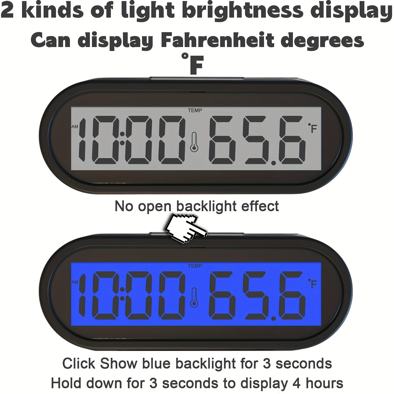 Horloge de Voiture, Horloge numérique de Voiture avec thermomètre Horloge  de Tableau de Bord de véhicule Mini (Car Digital Clock Thermometer