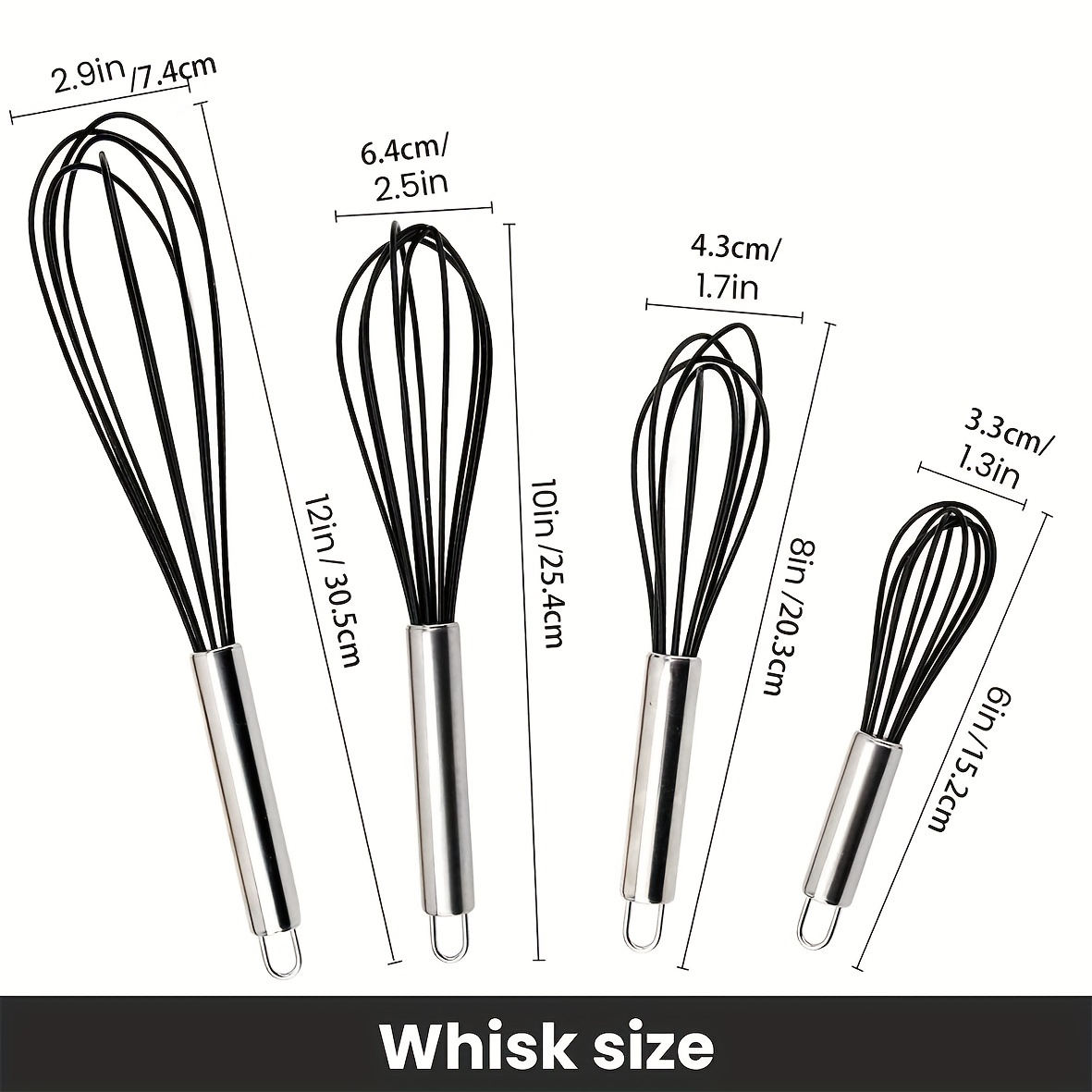 4pcs Egg Beater Stainless Steel Egg Whisk Manual Egg Beater Multifunctional  Egg Whisk For Whisking Blending Beating Frothing Egg Beater For Baking  Kitchen Baking Gadgets 6 8 10 12 - Home & Kitchen - Temu