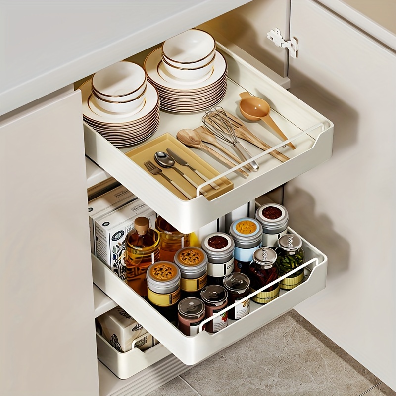 Rev-A-Shelf Organizador de estante extraíble de 30 pulgadas para gabinetes  de cocina base, estante de especias de relleno con cierre suave, madera