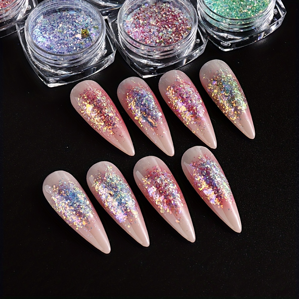 Chunky Nail Art Ombre Glitter Pack 6 Shimmering Powder Eyeshadow