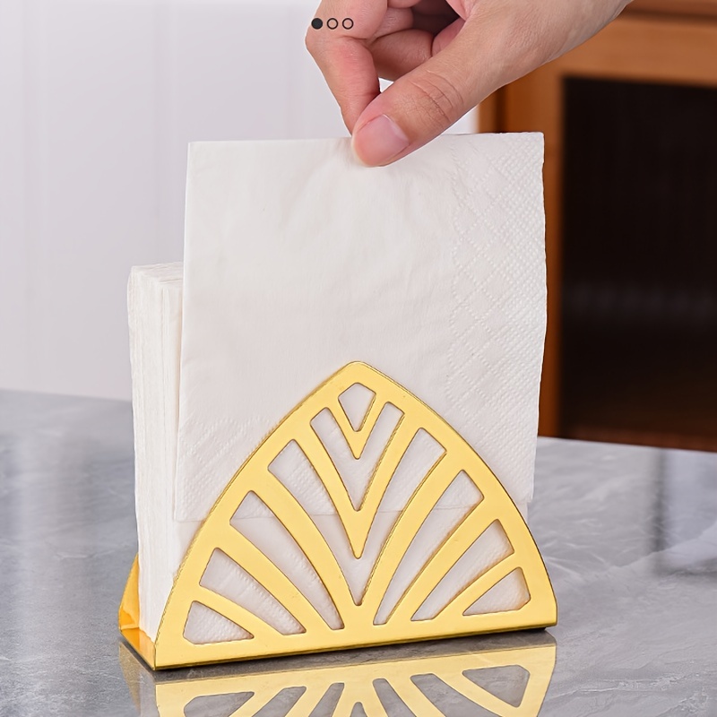 Wooden Napkin Holder Kitchen Accessories Gold Vertical Tissue Dispenser  Metal with Toothpick Case Tissue Box Restaurant
