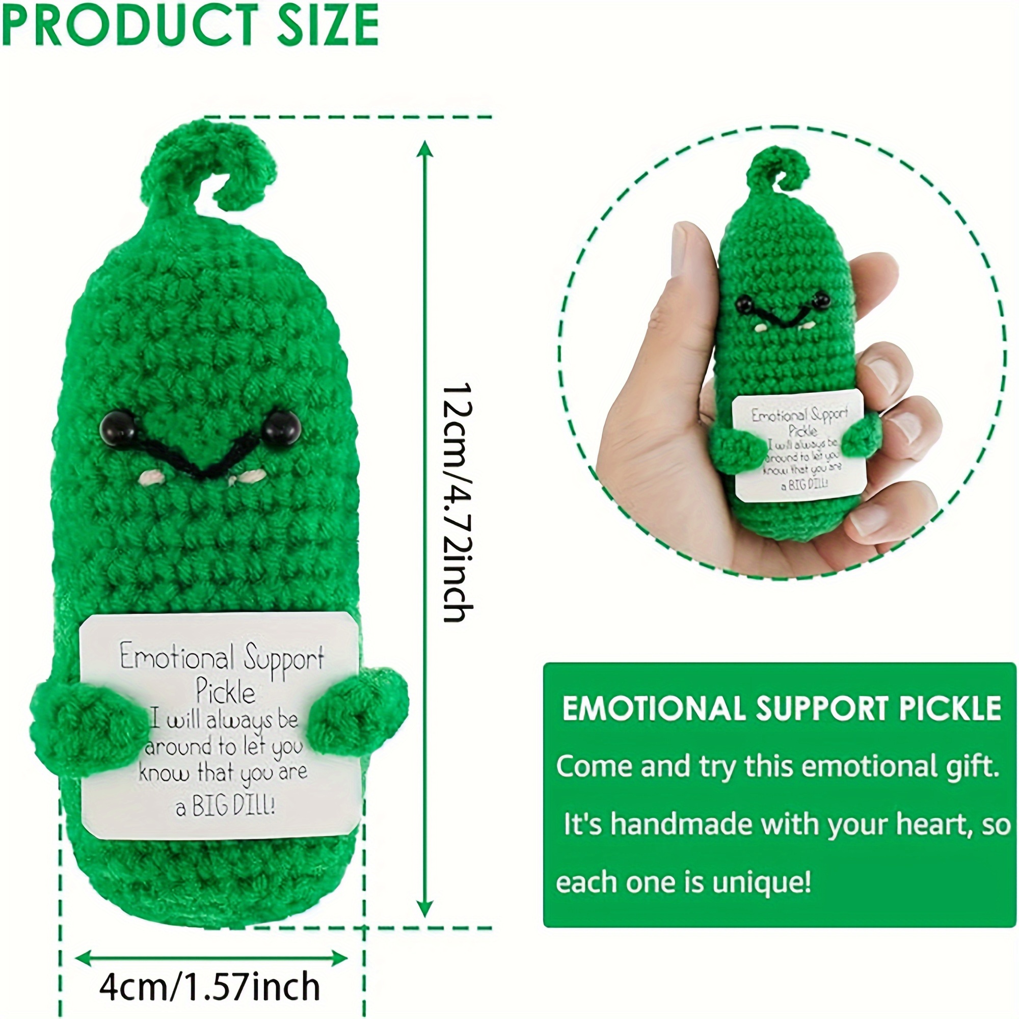 Handmade Emotional Support Pickled Cucumber Gift, Handmade Crochet  Emotional Support Pickles, Cute Crochet Pickled Cucumber Knitting Doll,  Christmas Pickle Ornament Gift 