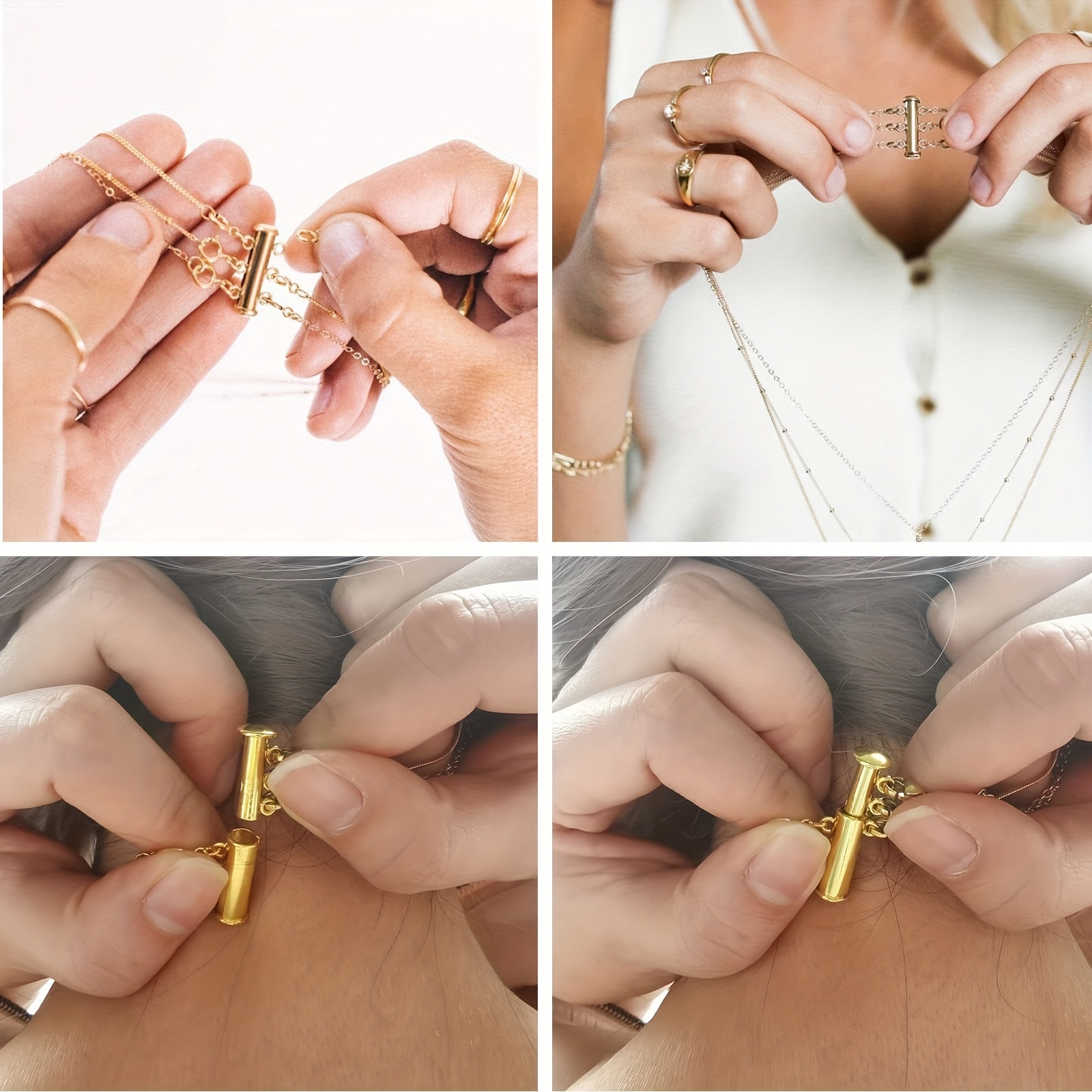 5Pcs Layered Necklace Spacer Clasp, Magnetic Slide Clasp Lock Necklace  Connector Multi Strands Slide Tube Clasps