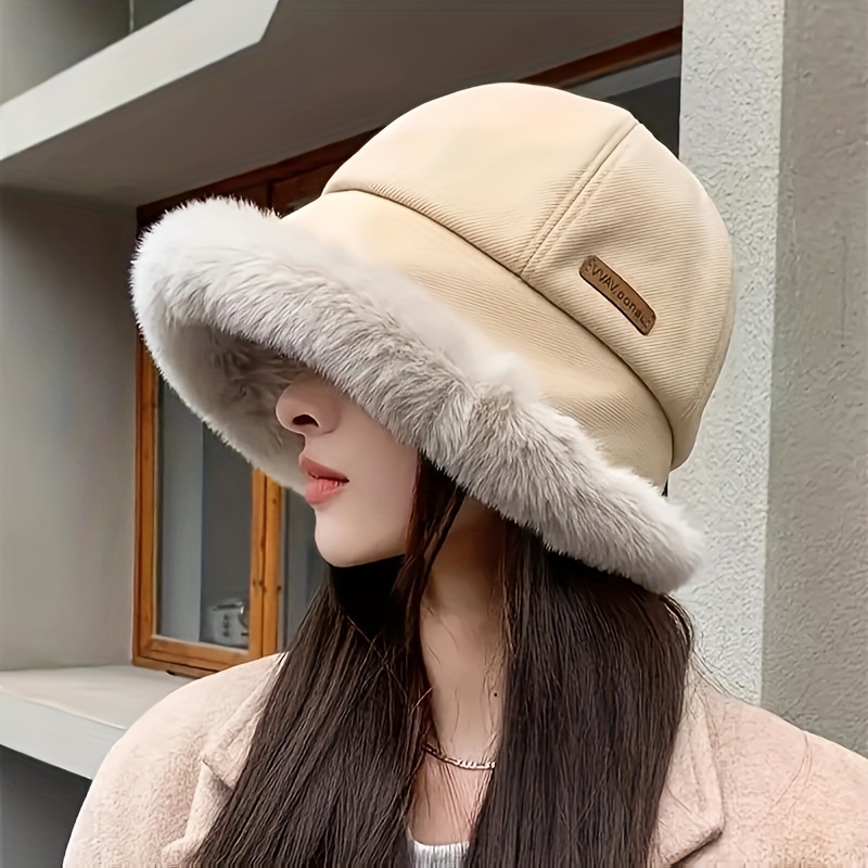 1pc Solid Fuzzy Bucket Hat