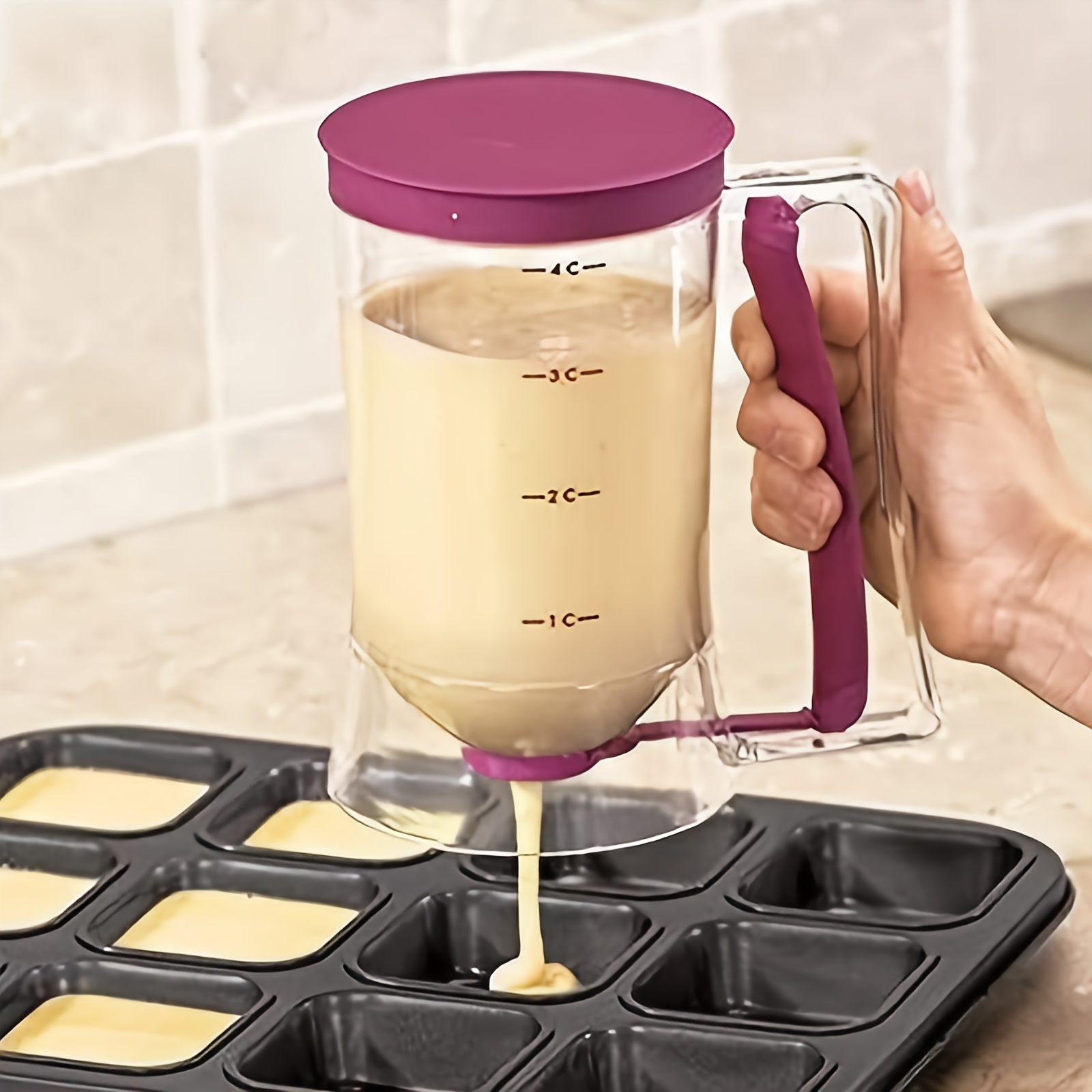 Pancake Batter Dispenser Tool Cupcake Cake Dispenser Perfect for Baking  Cupcakes Waffles Cakes and Muffins with Measuring Label Easy to Clean