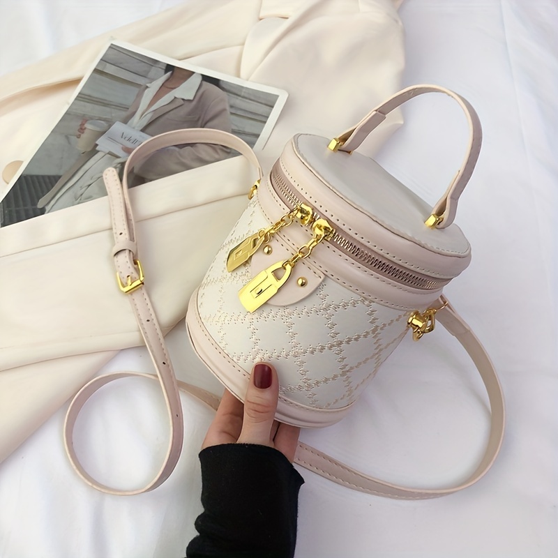 Embroidered Strap Bucket Bag