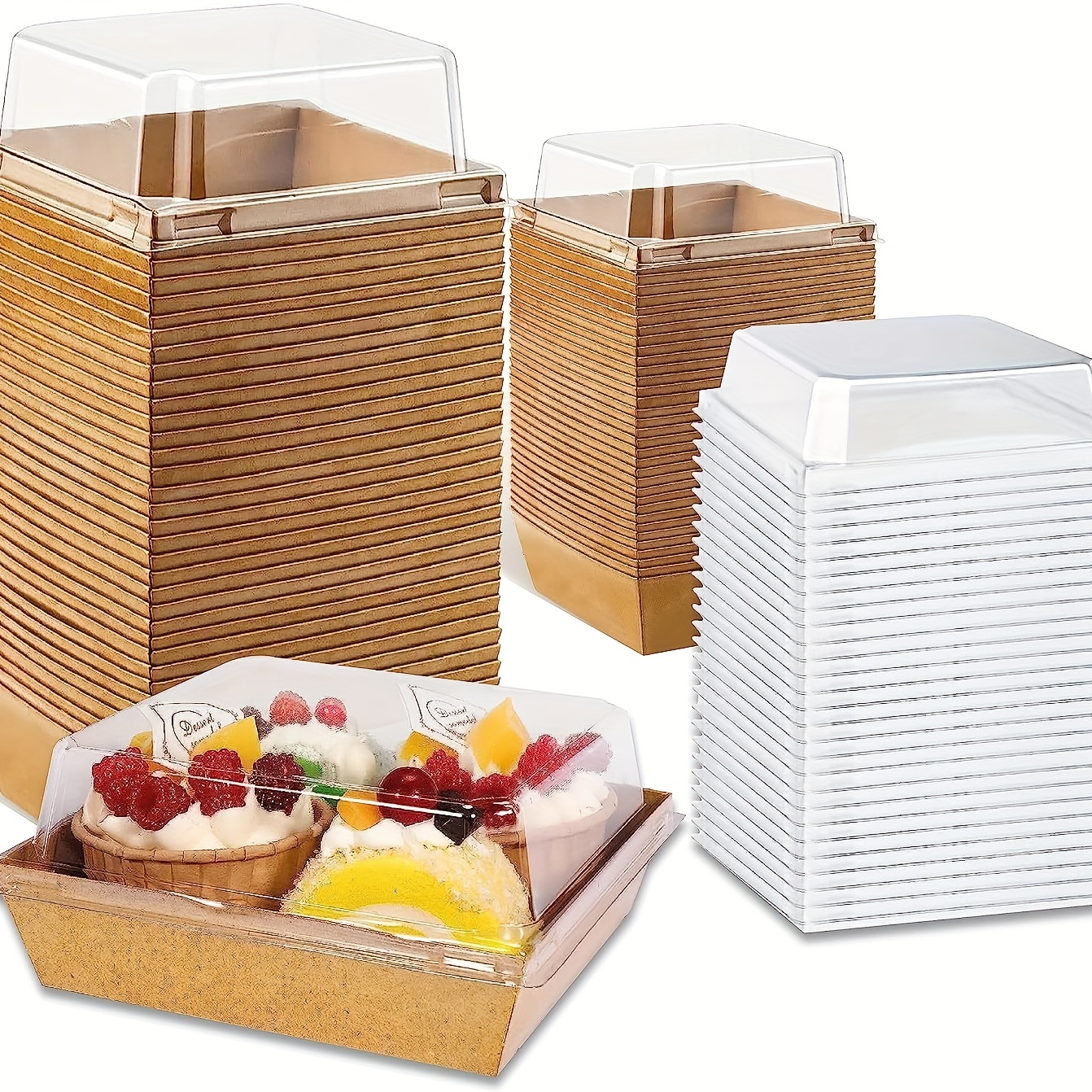 Paper Charcuterie Boxes Clear Lids Square Disposable Food - Temu