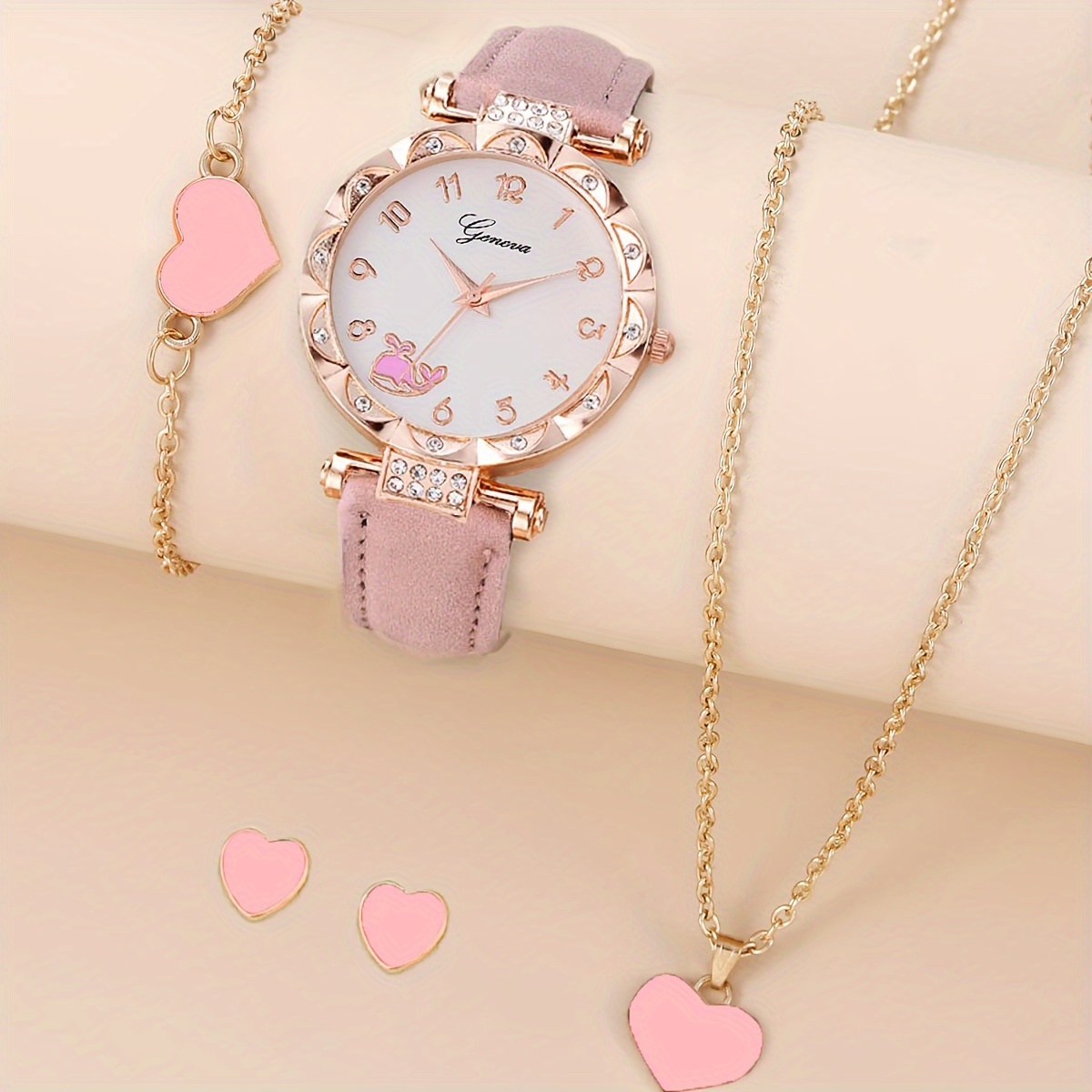 2 Uds/5 Uds/set, 1 Ud. Estudiantes De Moda Lindo Y Romántico Pequeño Reloj  De Cuarzo Con Delfín Y Conjunto De Joyas De Corazón, Regalo Para Niños Y  Niñas - Temu Spain