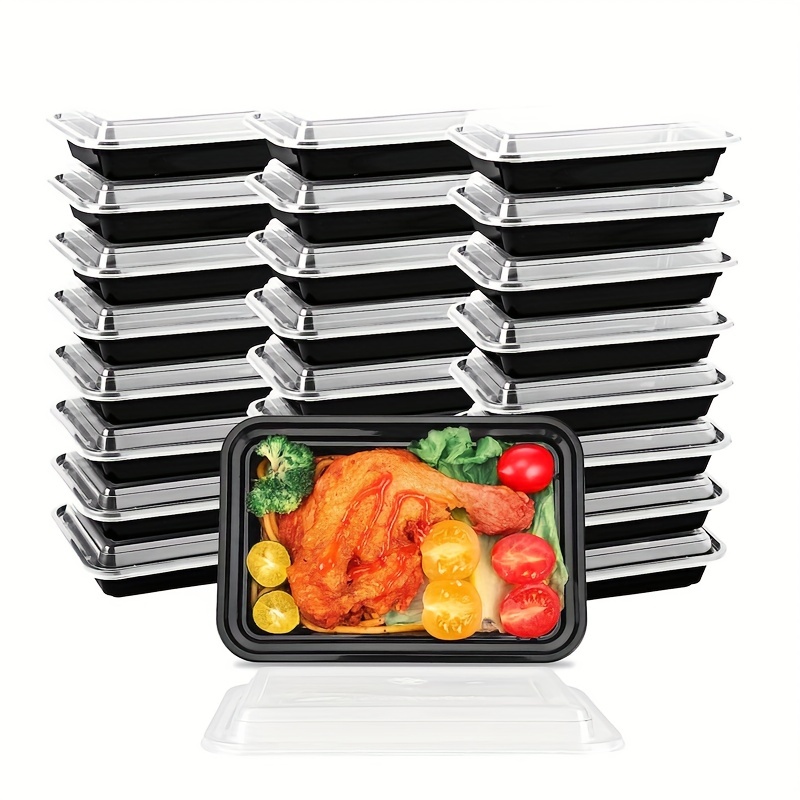 Reli Meal Prep Containers, 32 oz 45 Pack 2 Compartment Food Container W Lids Microwavable Food Storage Containersto Go Black Reusable Bento BoxLunch