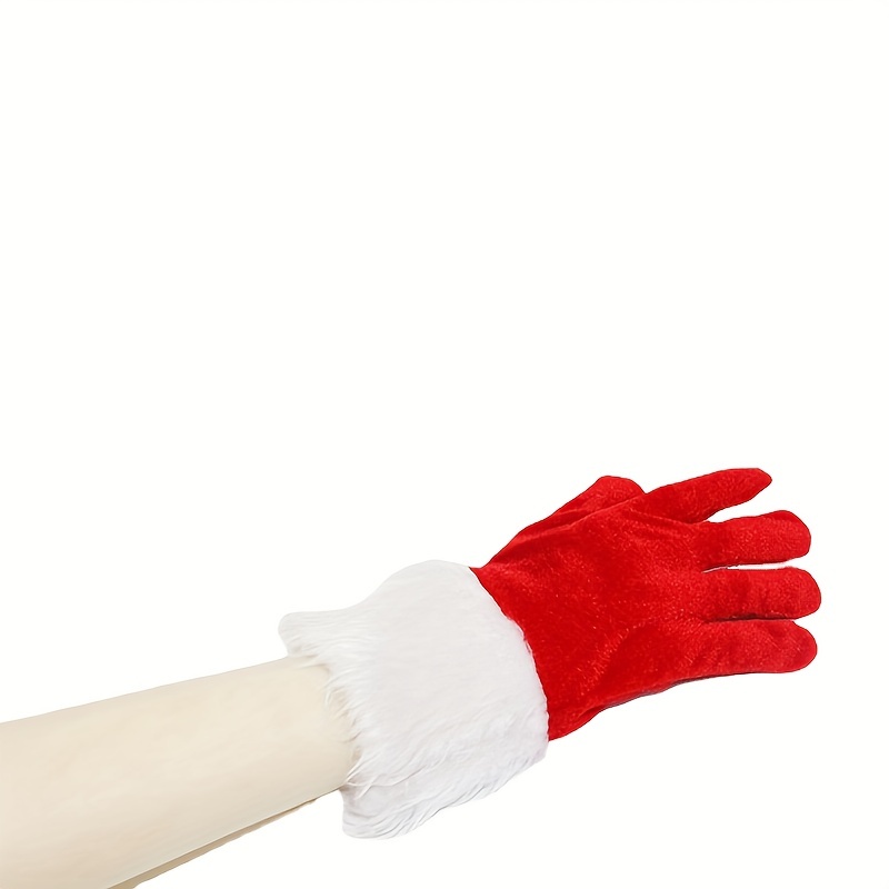 Christmas Red Velvet Gloves Santa Claus Gloves With White - Temu