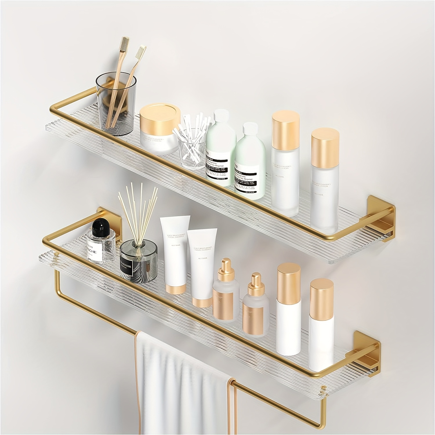 1pc Gold Bathroom Faucet Storage Shelf For Toiletries And Hand Soap