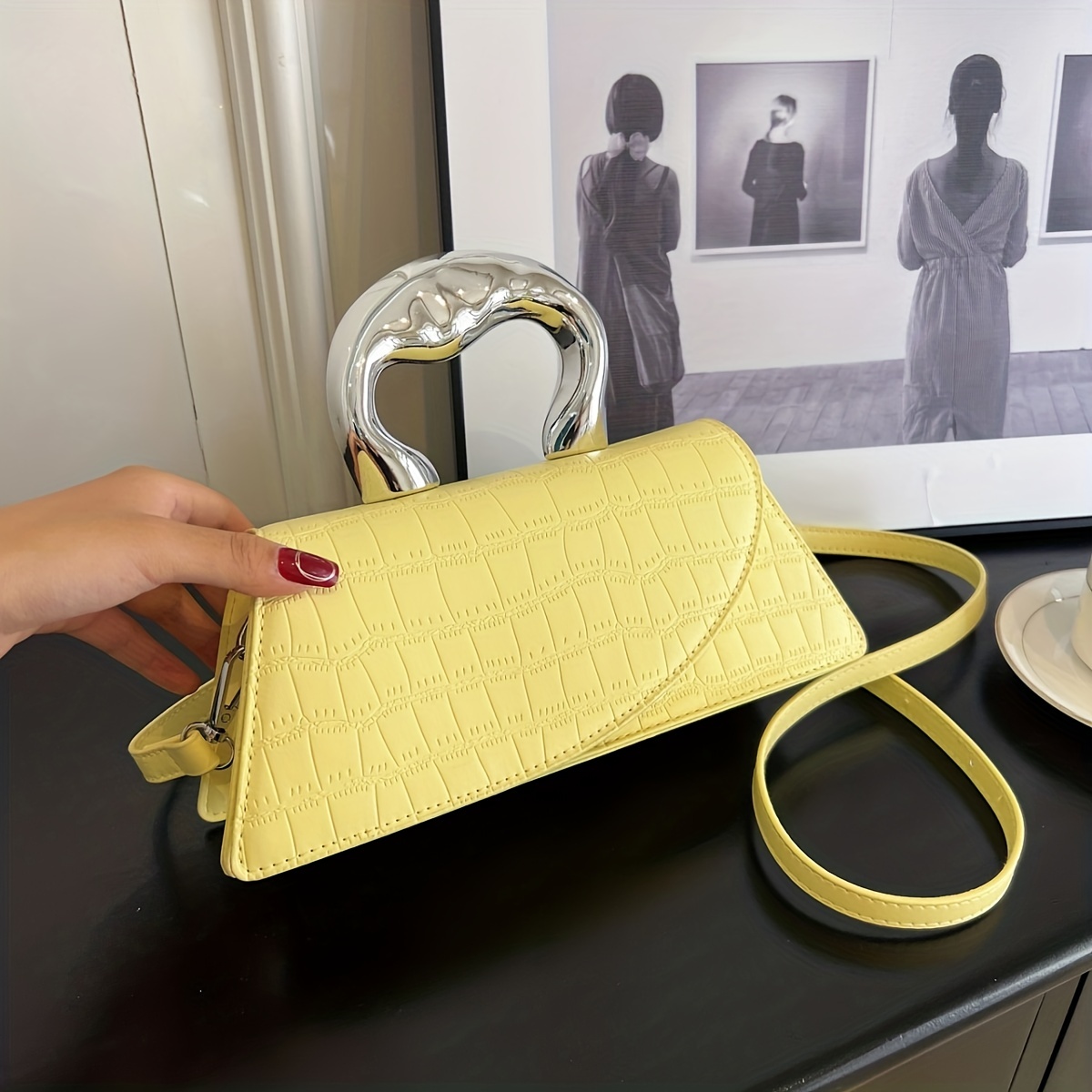 Retro Geometric Print Crossbody Bag, Trendy Simple Pu Leather Shoulder Bag  With Small Bag, Women's Fashion Versatile Handbag & Purse - Temu