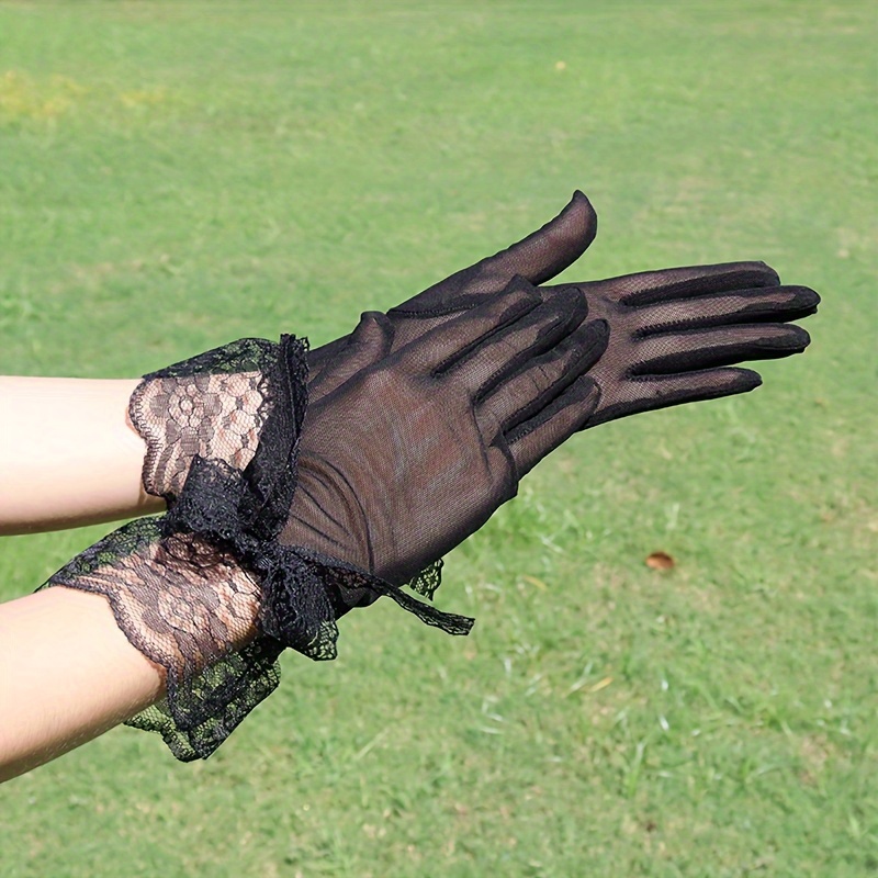 Vintage Lace Gloves For Women Thin Black Mesh Gloves Spring - Temu