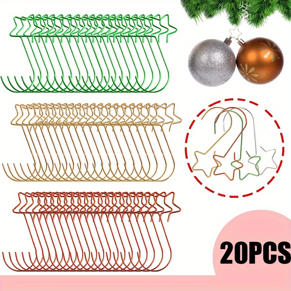 40pcs Christmas Ball Ornament Hooks Gold Silver Metal Wire Swirl S