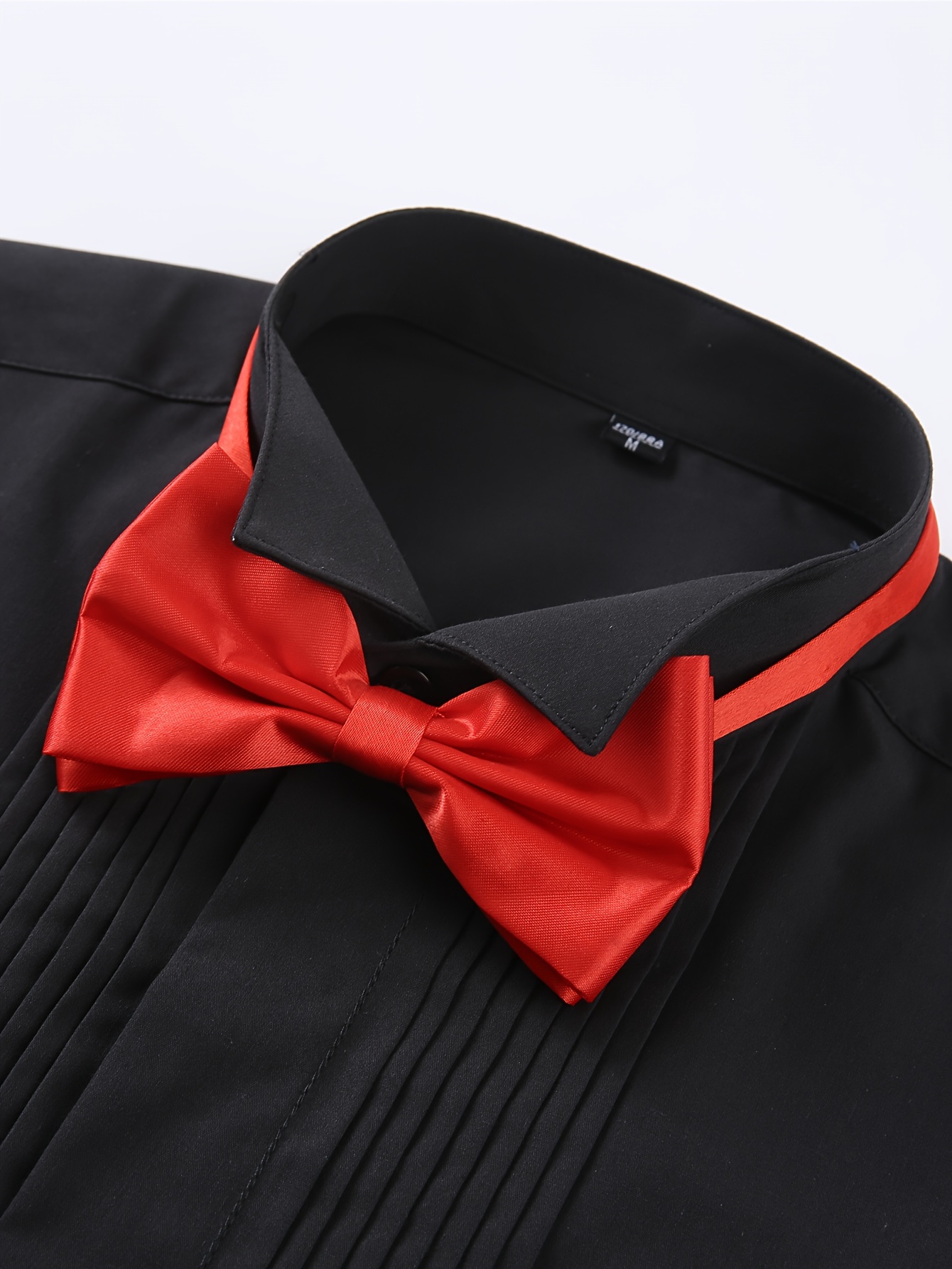 Black dress shirt hot sale red bow tie