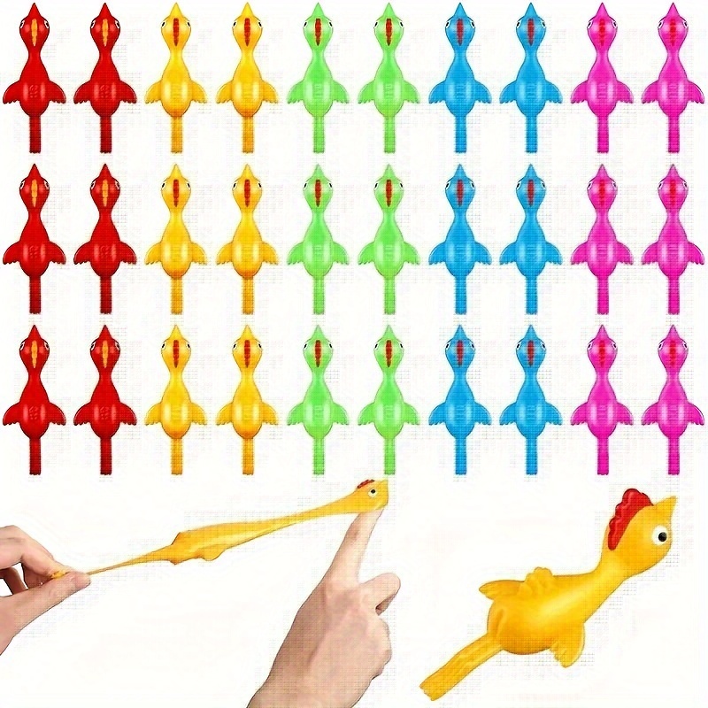 16 Pcs Slingshot Chicken Rubber Chicken, Stretchy Funny Rubber