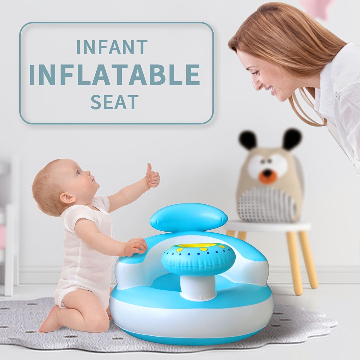 Asiento de bebé, taburete de baño de pie sentado, silla anticaídas, asiento  de aprendizaje, sofá inflable para bebé