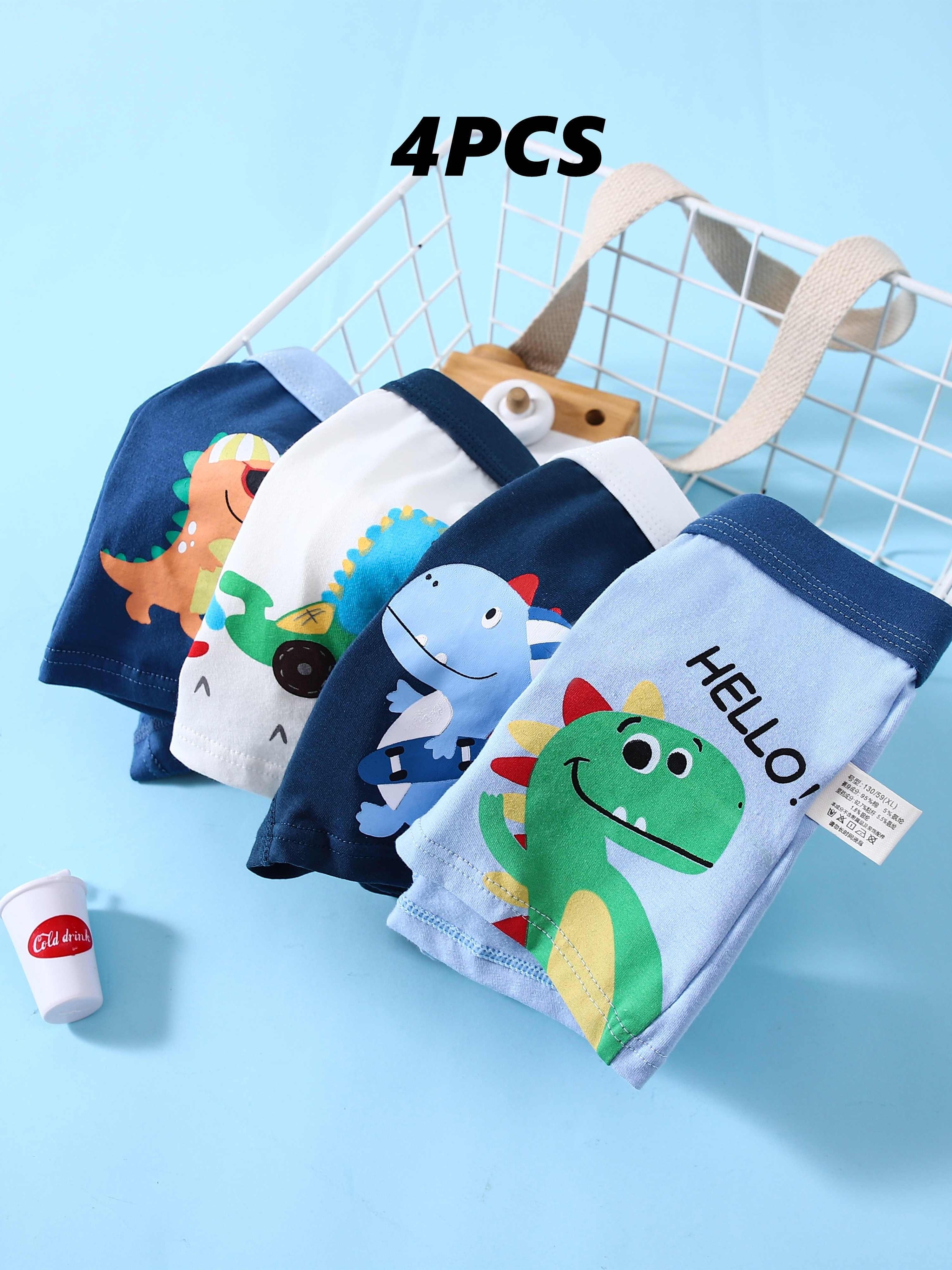 4pcs Sous-vêtements Pour Enfants De Haute Qualité, Shorts Confortables En  Coton Pour Garçons, Sous-vêtements Imprimés Mignons Avec Des Animaux Et Des  Voitures - Temu France