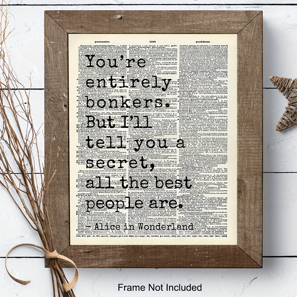 Alice In Wonderland Prints Typography Book Page Print - Perfect Alice In Wonderland  Gifts And Decorations (unframed) - Temu Italy