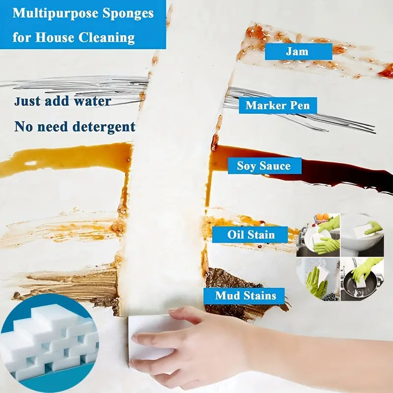 Multi-surface Magic Sponge Eraser - Non-scratch, Scrub Sponge Pads For  Kitchen, Bathroom, And More - Bulk - Easy Cleaning And Cleaning Pads For  Sink, Bathtub, Floor, And Wall - Temu