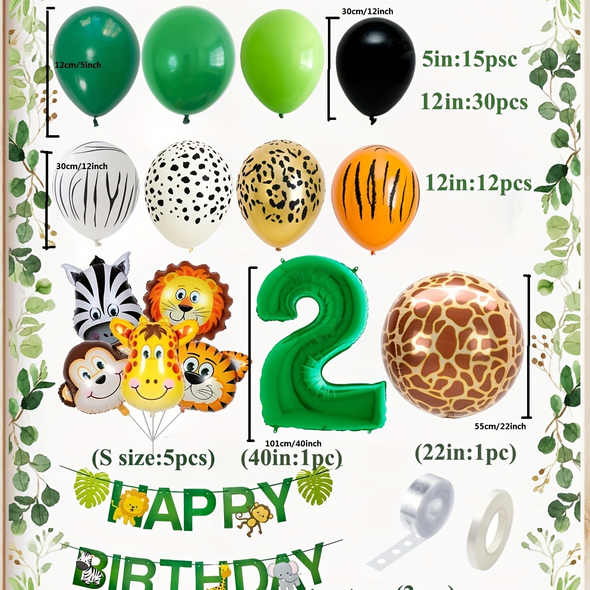HTOOQ 27 Pcs Mini Ballons Animaux Jungle Safari Tête d'Animal