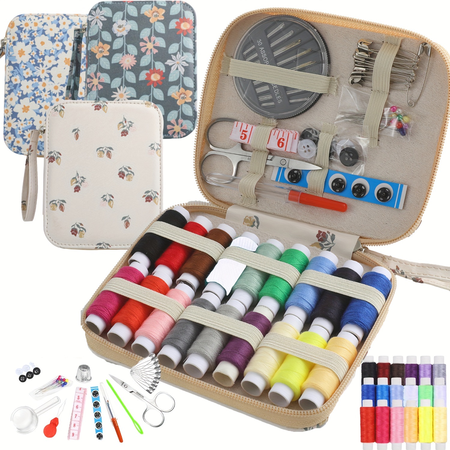 Kit de costura de viaje portátil, suministros de costura DIY con accesorios  de costura, estuche de Mini kit de costura para principiantes, viajeros