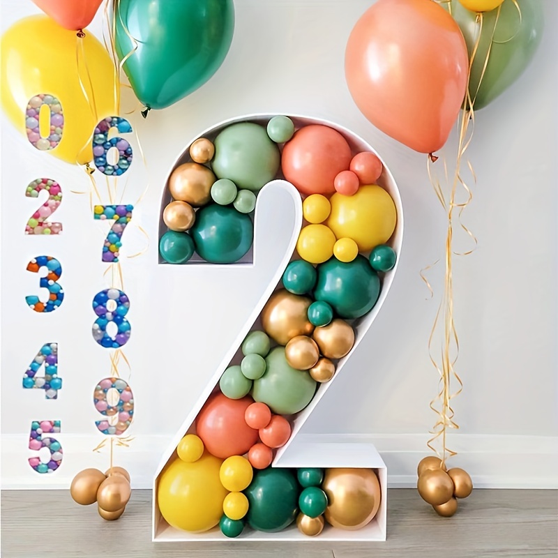 Decoraciones para fiesta de primer cumpleaños para niña, letras  individuales con tres cajas cuadradas transparentes blancas con 24 globos  decorativos