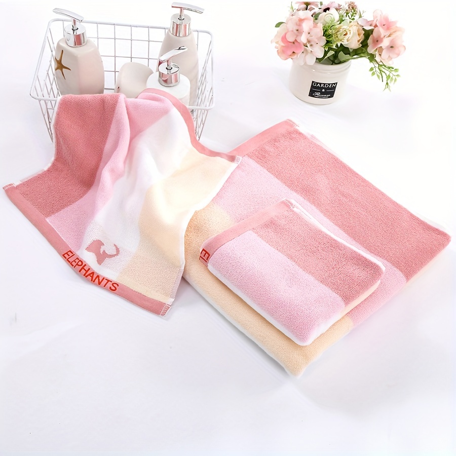 Striped Pattern Bath Towel Soft Cotton Absorbent Face Hand Towels