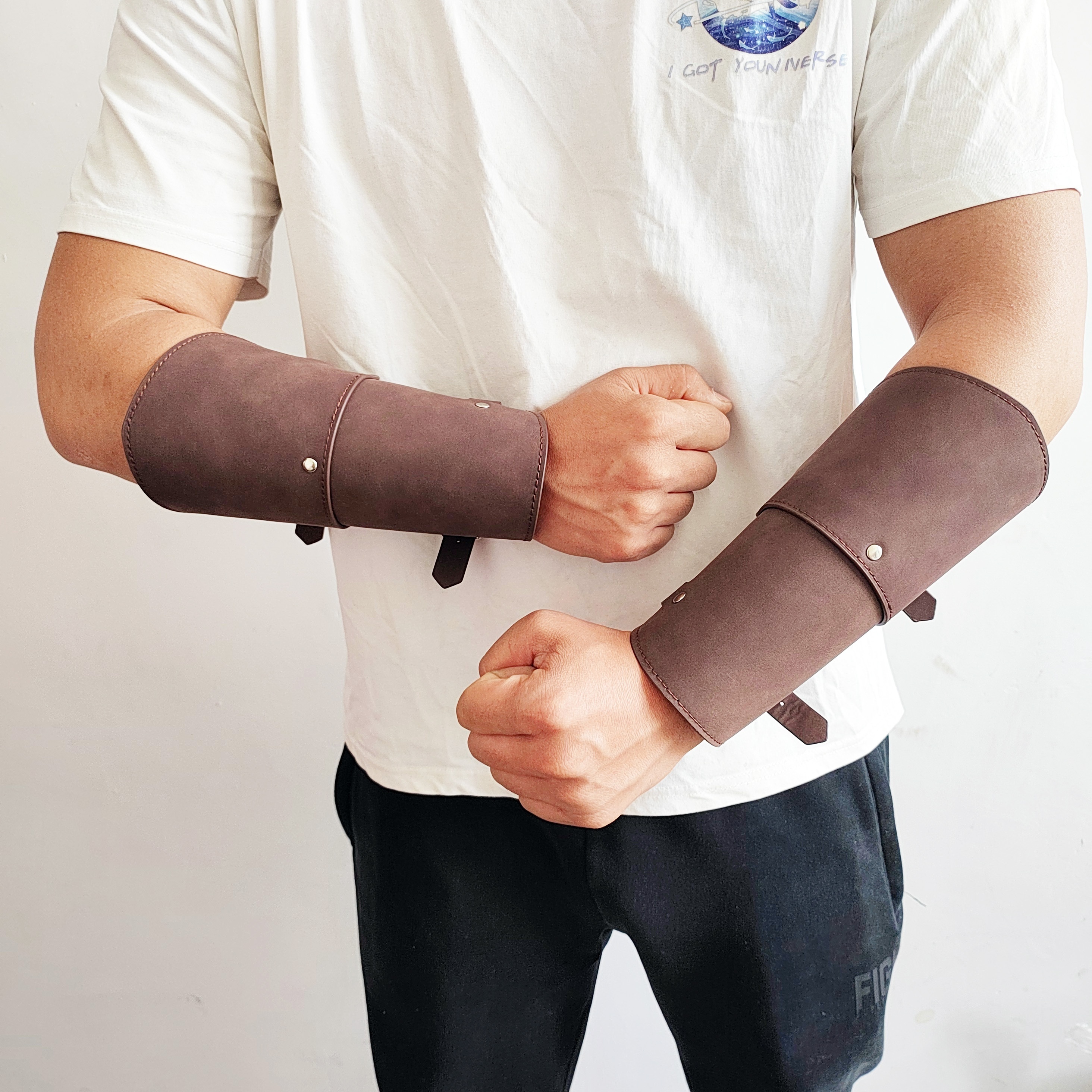 Medieval Samurai Brown Pu Arm Sleeve Punk Wrist Guard - Temu
