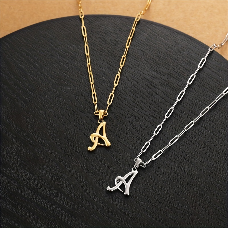 Delicate Layered Initial Necklace Paperclip Chain Necklace Hexagon Alphabet Pendant  Initial Choker For Women - Temu