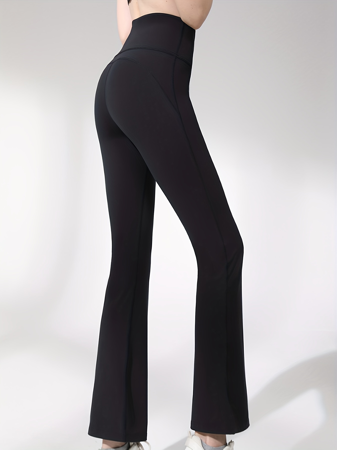 Women's Bootcut Pants: Look Stylish In Black Solid Color - Temu