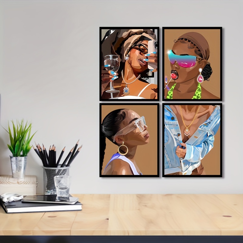 Canvas Poster Modern Art Black Female Art Print Black Girl - Temu